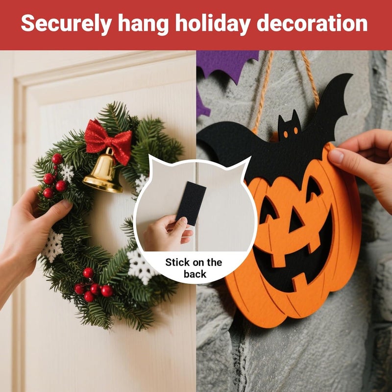 PTUNA 12 Sets 4×2 Inch Hook and Loop Patches, Heavy Duty Fasteners with Strong Sticky Back, Double Sided Adhesive Strips, Perfect for Home, Office or Classroom-Halloween Decorations,Black - Image 3